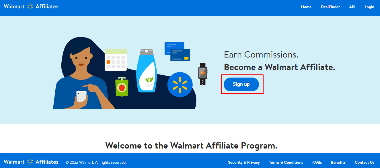 On the homepage, you have to click on the "Sign Up" button.