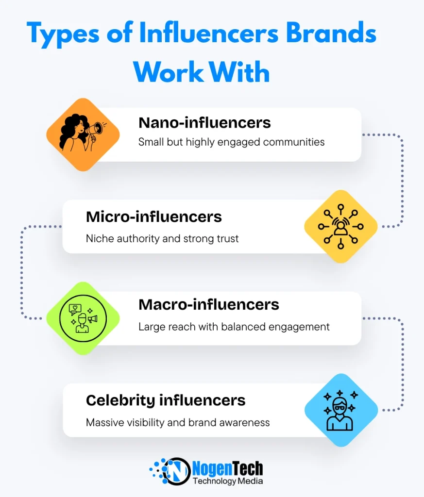 Infographics of Key Influencer Types in the Marketplace | Designed by NogenTech