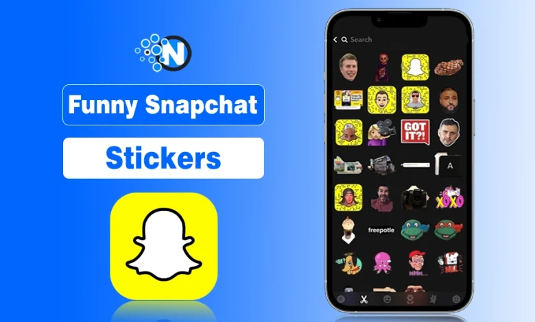 A collection of funny Snapchat stickers and AR lenses showing expressive digital illustrations