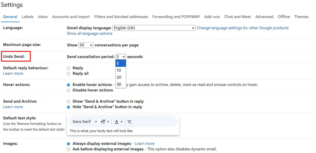 Image of Find Undo Send Button