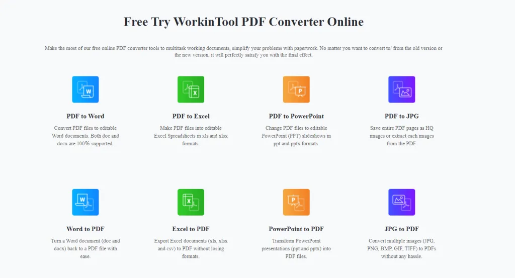 Online WorkinTool PDF Converter