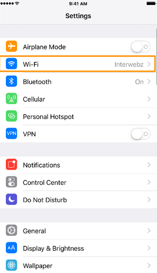 Tap on Wifi