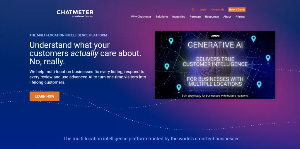 Screenshot of Chatmeter homepage by NogenTech