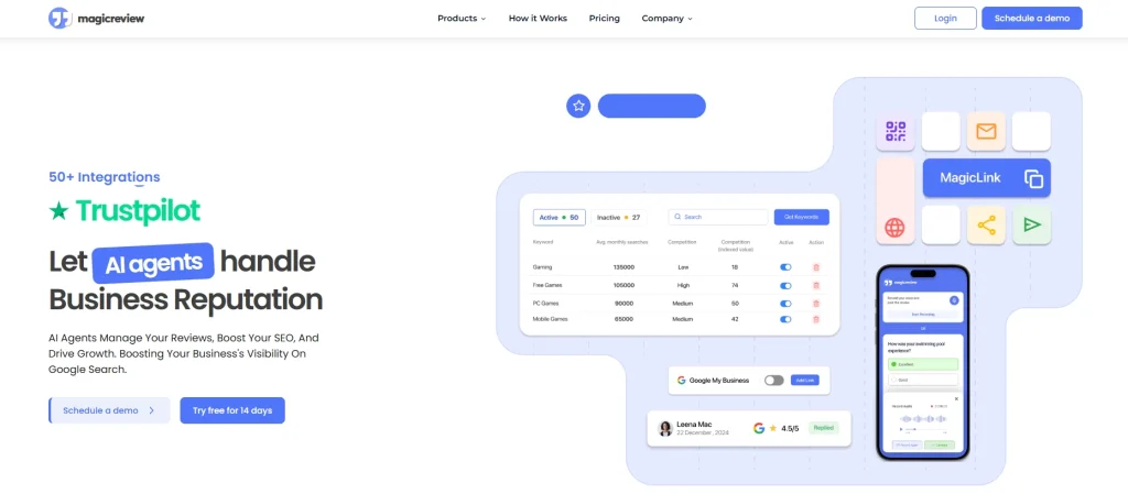 Screenshot of MagicReview homepage by NogenTech