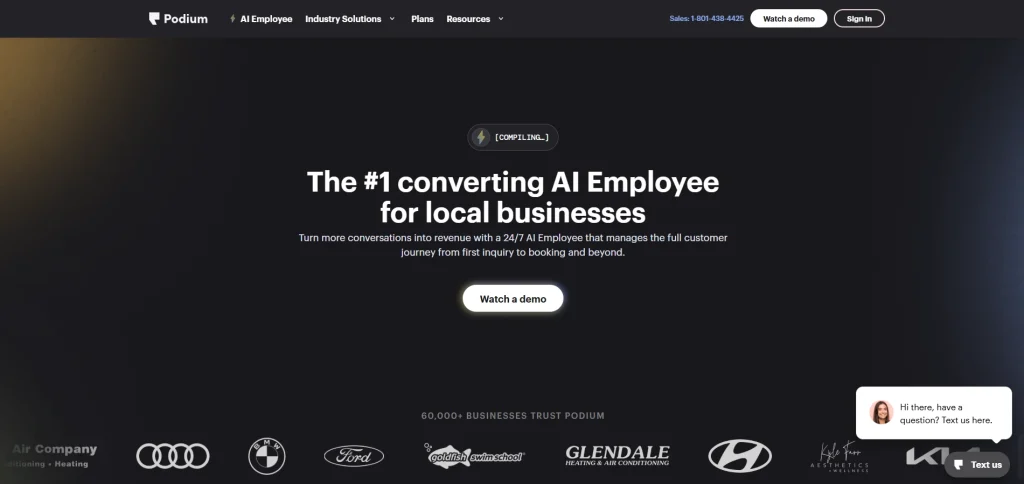 Screenshot of Podium homepage by NogenTech