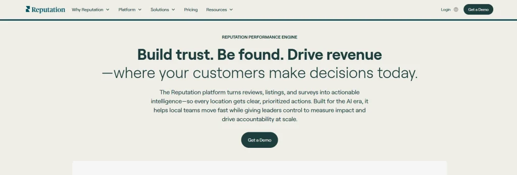 Screenshot of Reputation homepage by NogenTech