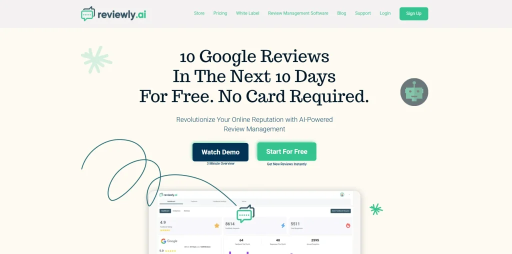 Screenshot of Reviewly.ai homepage by NogenTech