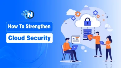 Illustration of IT experts focusing on cloud security