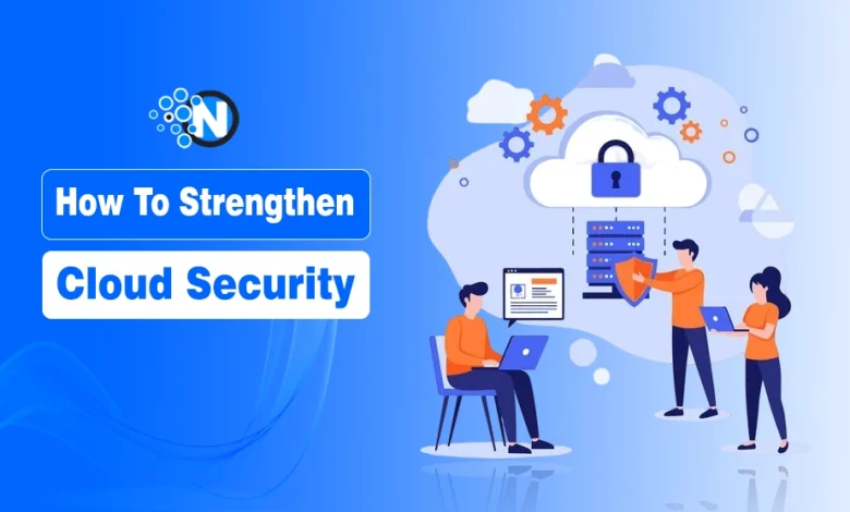 Illustration of IT experts focusing on cloud security