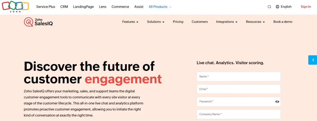 Page of Zoho Sales IQ