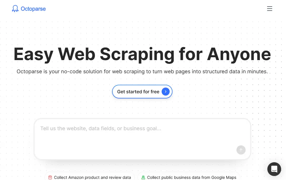 Screenshot of Octaparse Homepage by NogenTech