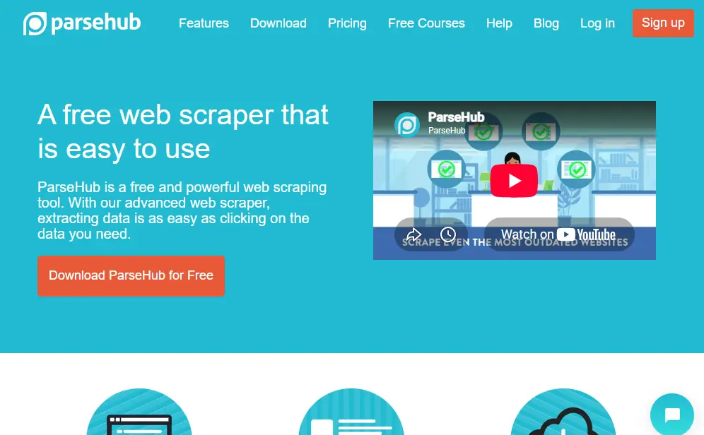 Screenshot of Parsehub Homepage by NogenTech
