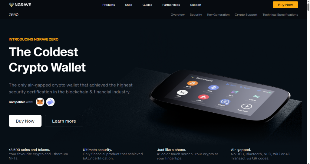 Home page screenshot of NAGRAVE ZERO Ethereum Wallet