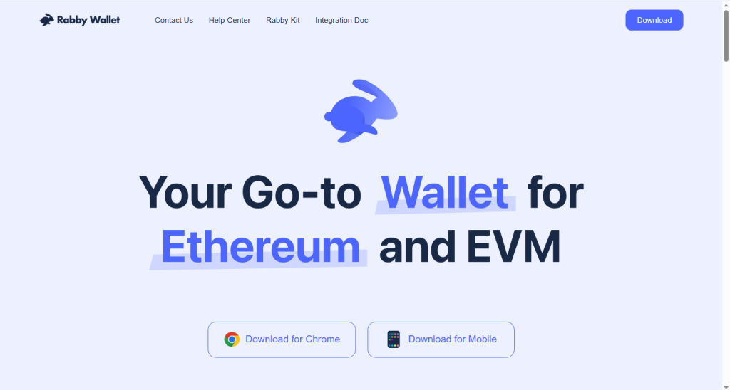 Home page screenshot of Rabby Wallet Ethereum Wallet