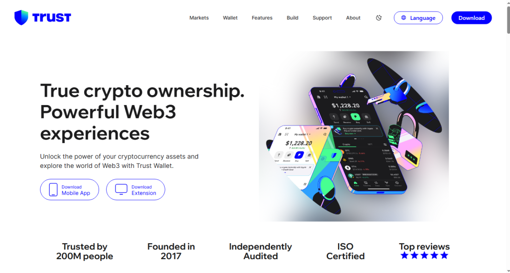Home page screenshot of Trust Wallet Ethereum Wallet