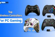 Top 5 best wireless controllers for PC gaming, including MSI, EasySMX X15, ECHTPower, Forty4, and 8BitDo controllers.