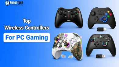 Top 5 best wireless controllers for PC gaming, including MSI, EasySMX X15, ECHTPower, Forty4, and 8BitDo controllers.