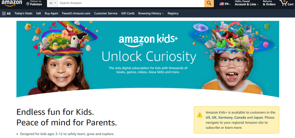 Features of Amazon Parent Dashboard