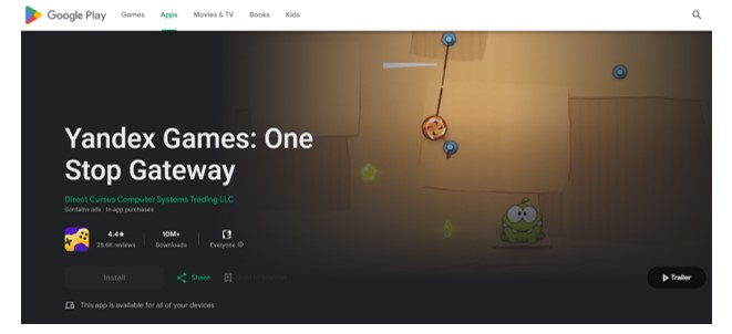 Yandex Games Application