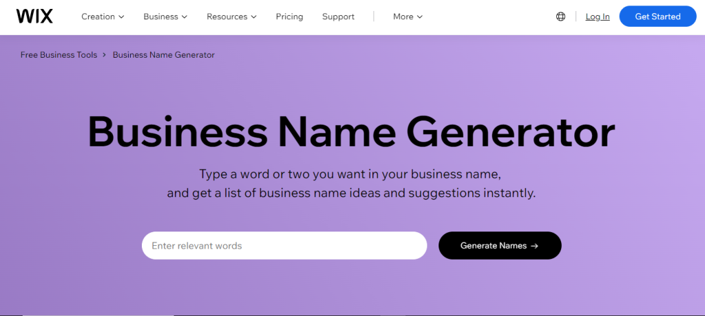 Wix Business Name Generator