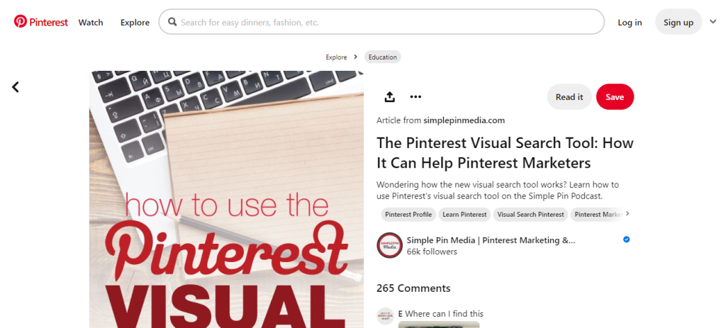 Pinterest Visual Search Tool