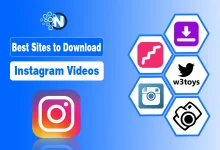 Instagram video with a download icon and text "Best Sites to Download Instagram Videos" for a 2026 guide.