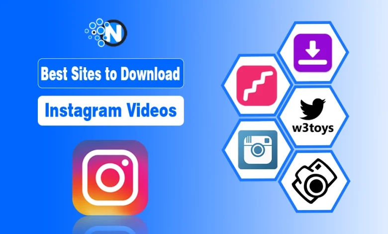 Instagram video with a download icon and text "Best Sites to Download Instagram Videos" for a 2026 guide.