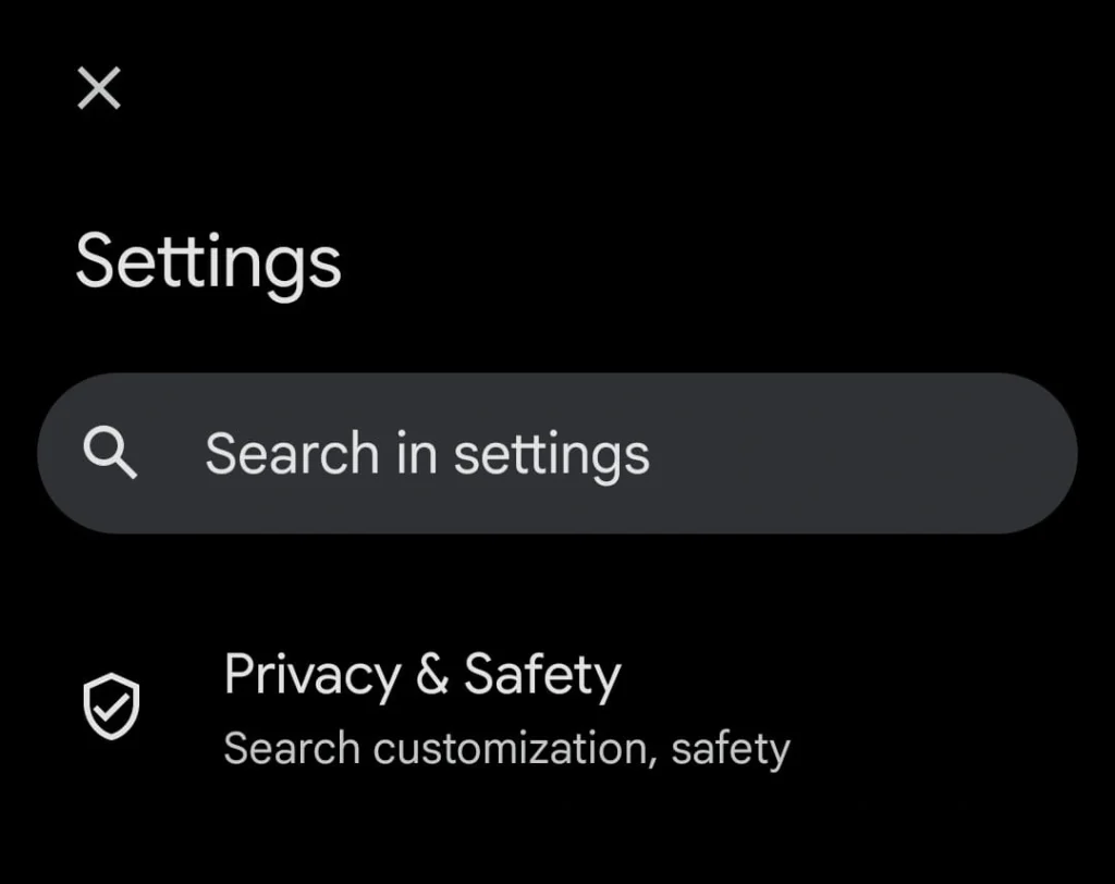 Click on Privacy & Safety.