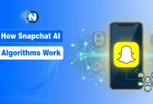 Snapchat AI algorithm and object recognition illustrated with smartphone and neural network nodes