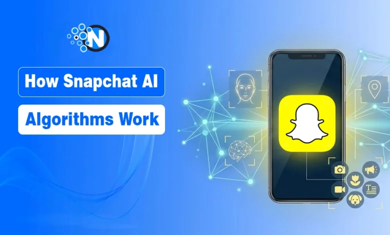 Snapchat AI algorithm and object recognition illustrated with smartphone and neural network nodes