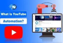 What is YouTube automation showing AI tools and Nogentech YouTube channel interface