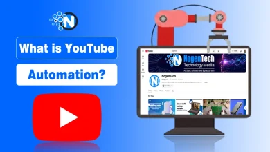 What is YouTube automation showing AI tools and Nogentech YouTube channel interface