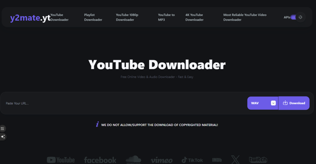 screenshot of y2mate.yt's homepage by NogenTech