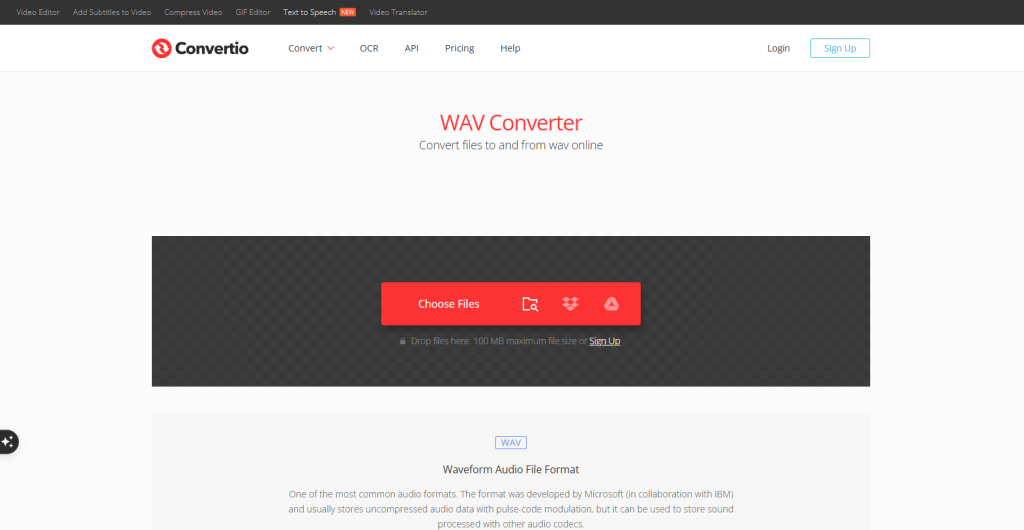 screenshot of Convertio's homepage by NogenTech