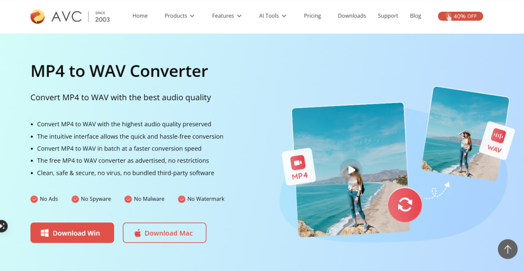 screenshot of Any Video Converter (AVC)'s homepage by NogenTech
