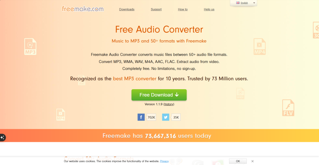 screenshot of Freemake Audio Converter's homepage by NogenTech