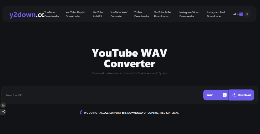 screenshot of y2down.cc's homepage by NogenTech