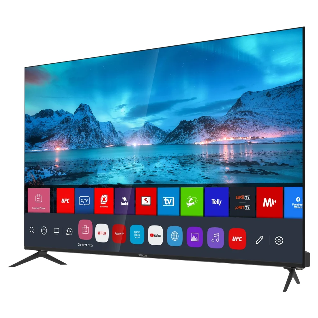 Smart TV home screen with multiple app icons