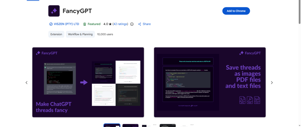 Fancy GPT extenshion for chrome screenshot