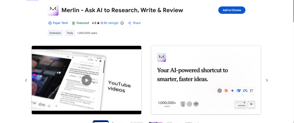 Merlin ChatGPT based chrome extension screenshot