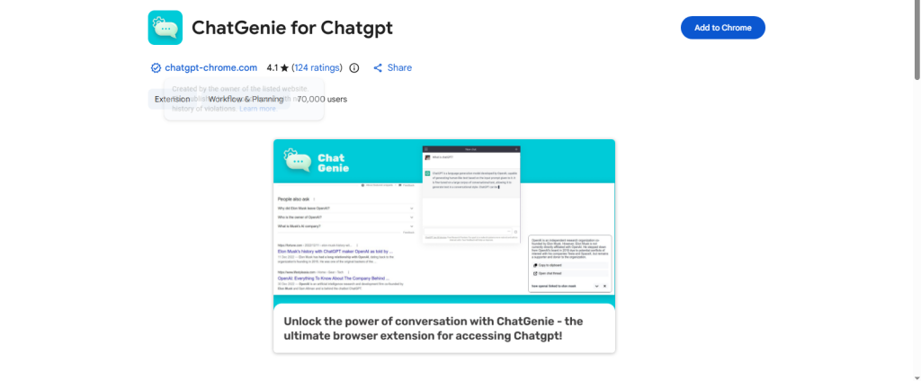 ChatGenie for ChatGPT a chrome extension screenshot