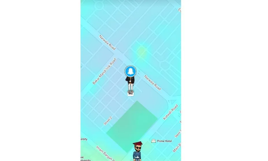 screenshot of location shwoing on IOS on snapchat