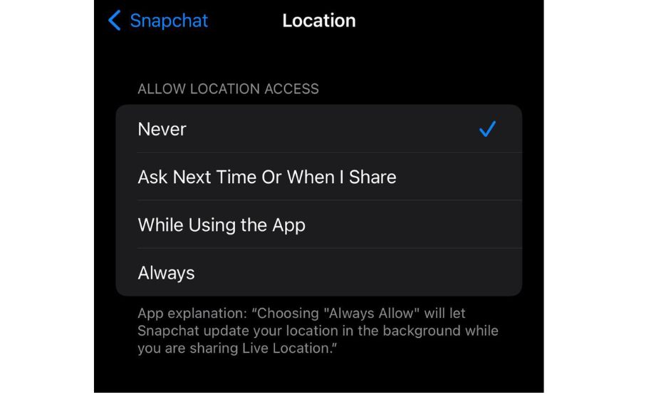 Change Location Access on Your Mobile for Snapchat