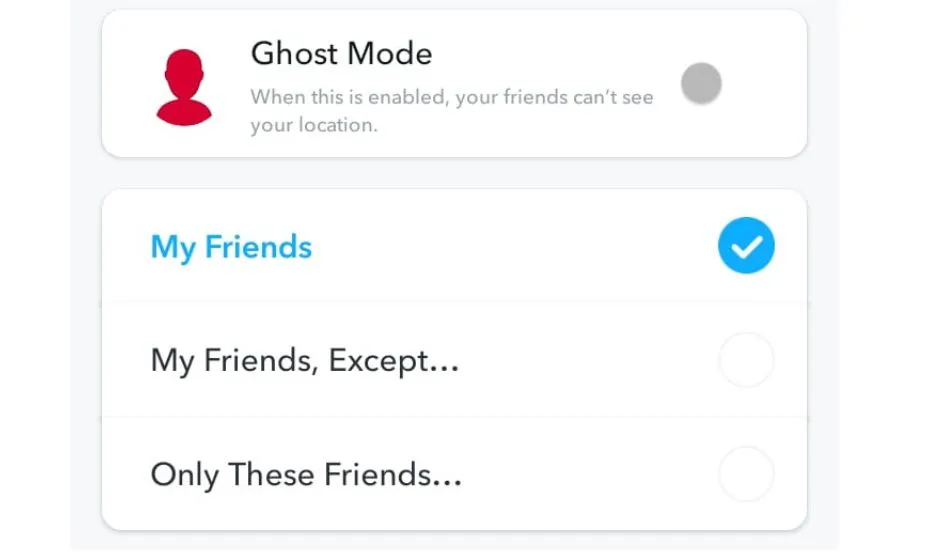 Screenshot of showing Turn Off Ghost mode of snapchat