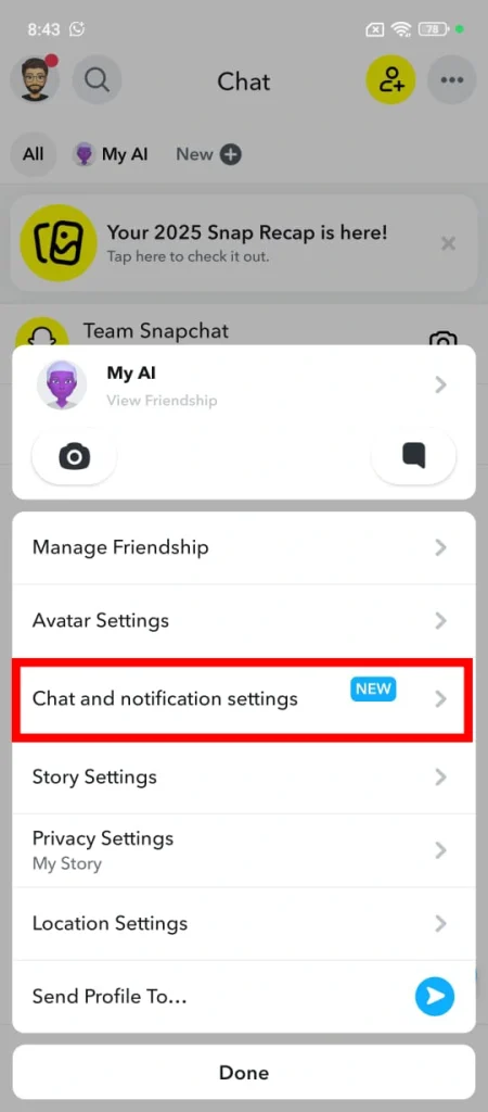 Select Chat and Notification Settings.