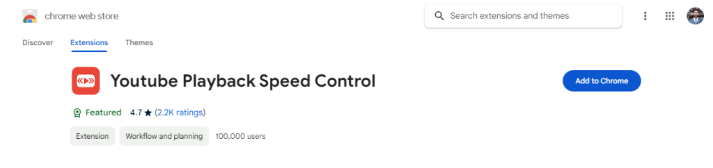 YouTube Playback Speed Control