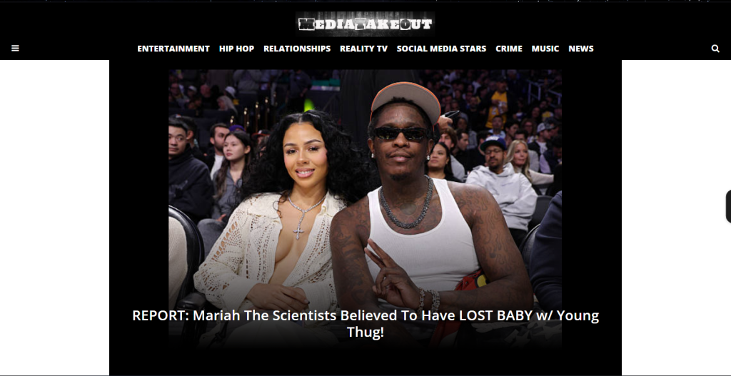 Screenshot of MediaTakeOut, also known as MTO News' homepage by NogenTech