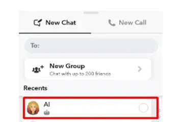From your contact list, select My AI and start chatting with it.