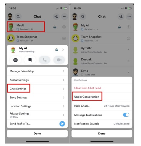 How to get ride of Ai from snapchat