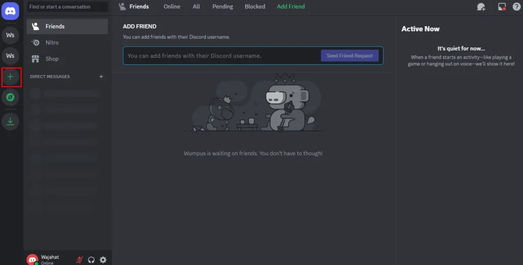 On the dashboard, click on the “+” icon located in the left bar.